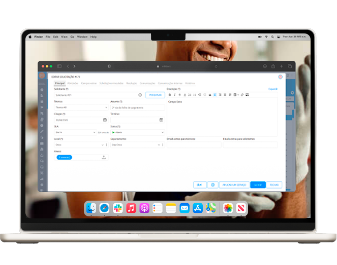 Tela do Milldesk para empresas de serviços