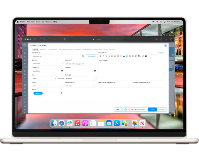 Tela do Milldesk para órgãos públicos