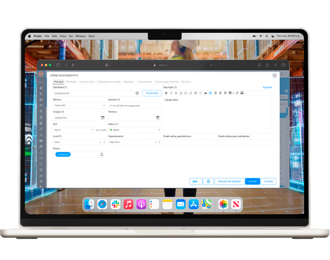 Tela do Milldesk para supermercados e varejo