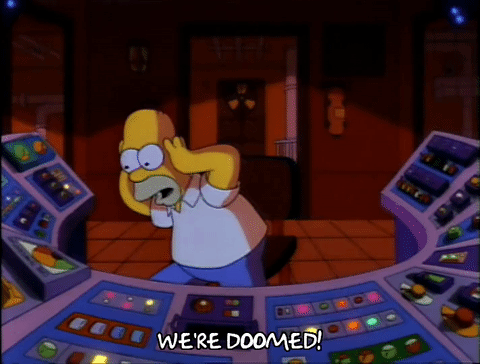 controle de chamados de TI. Gif Homer Simpson apavorado.