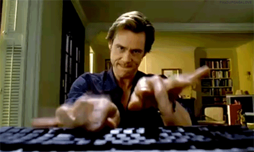 Usuários de serviços de TI. Jim Carrey digitando gif.
