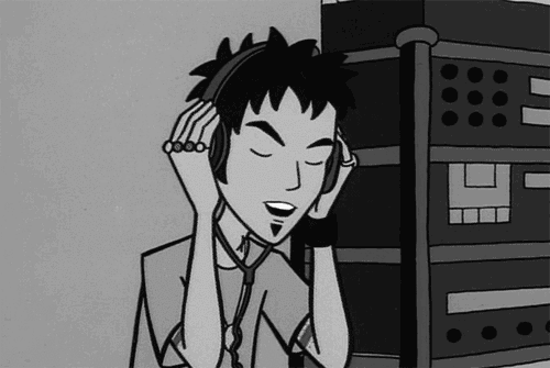 Gif desenho animado rapaz ouvindo música. Técnicas para lidar com o estresse no atendimento ao cliente.
