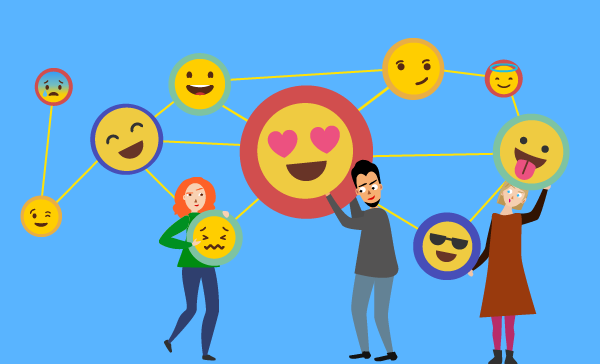 Ilustração de emojis, conexão, relação.